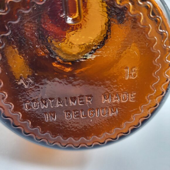 Vintage Amber Brown Glass Apothecary Jar With Bubble Lid Made In Belgium - Picture 5 of 11